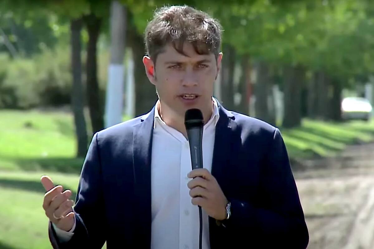 Axel Kicillof, esta mañana en Roque Pérez.