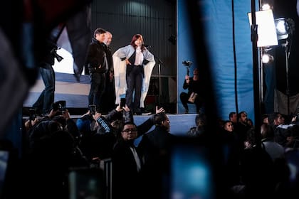 Axel Kicillof, Hugo Yasky, Cristina Kirchner y Jorge Ferraresi, en el acto de la CTA, en Avellaneda