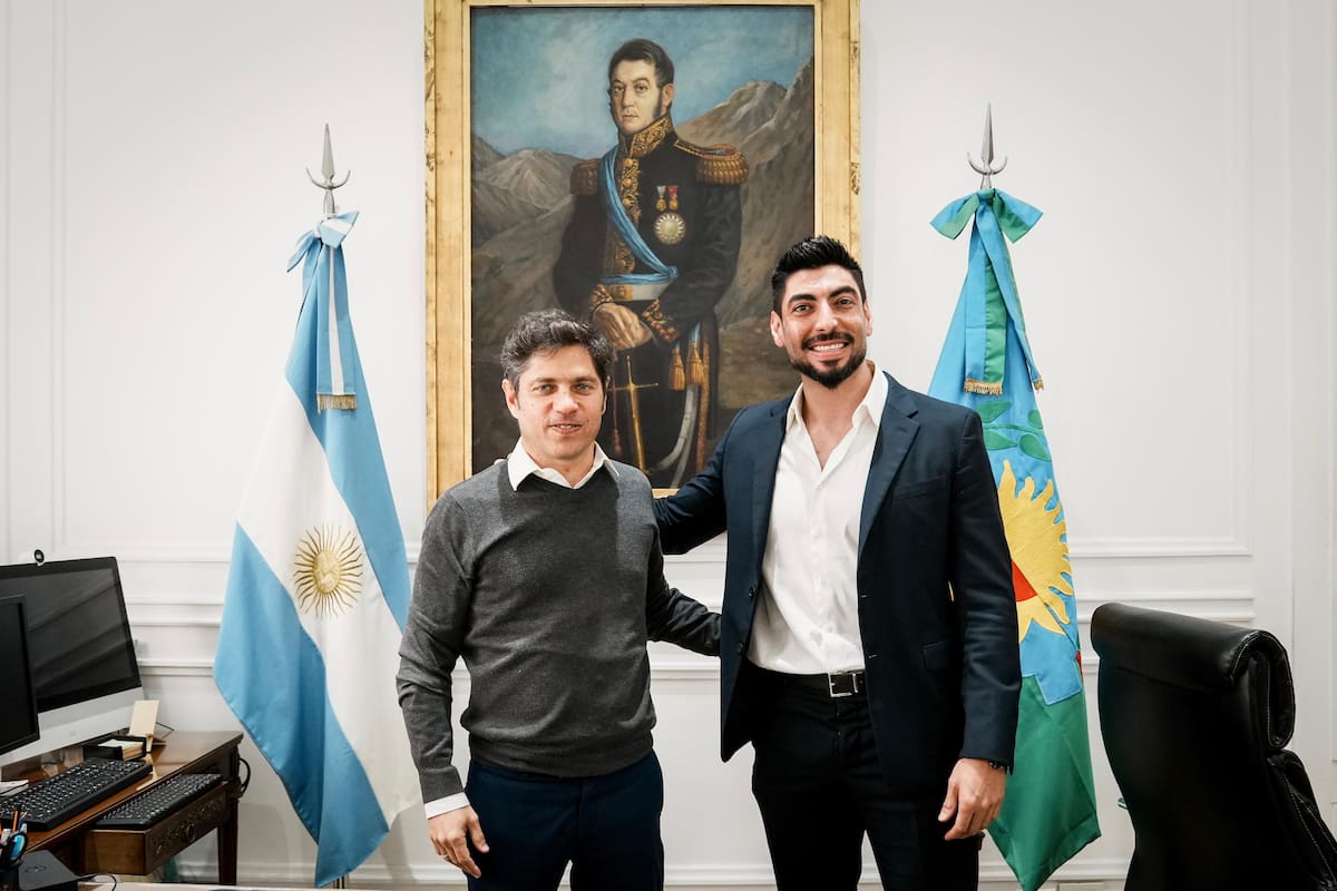 Axel Kicillof y Facundo Moyano este martes en La Plata