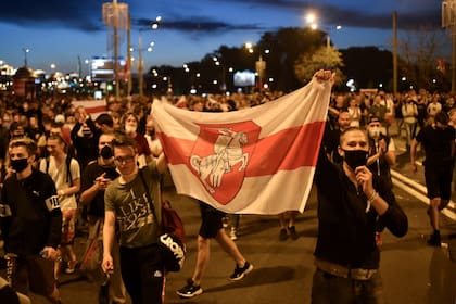 Ayer hubo protestas en Minsk, tras el cierre de los comicios