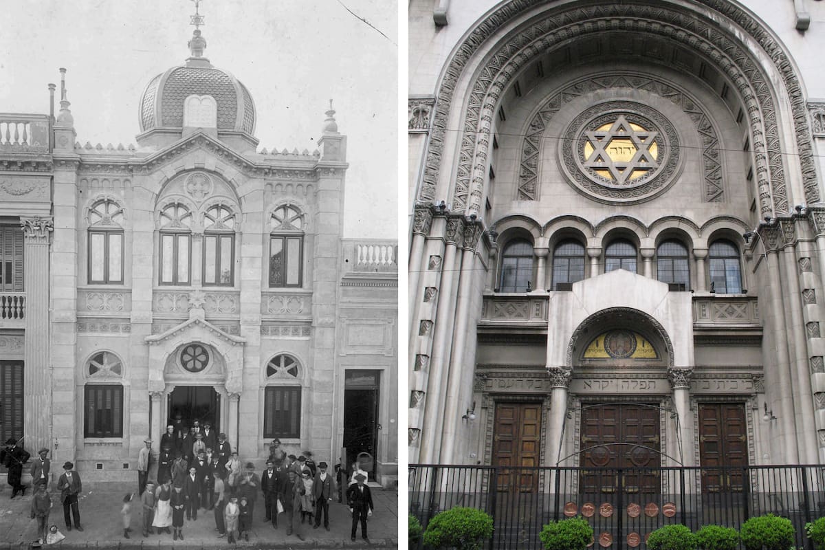 La sinagoga de la calle Libertad, con su gran estrella de David en el frente.