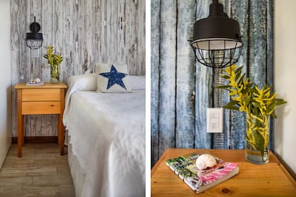 Azul y blanco, la base del fresco estilo navy está en los textiles de la casa. Las bases de los sommiers pueden unirse o separarse según sea necesario.