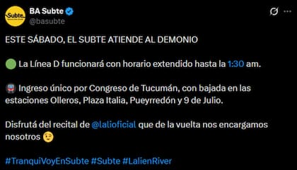 BA Subte confirmó la noticia en sus redes sociales