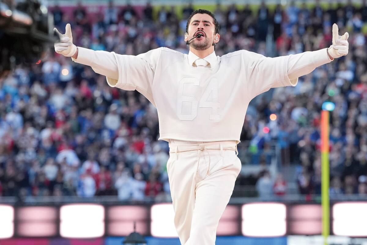 Bad Bunny en su show realizado en el entretiempo del Super Bowl (Photo by Todd Rosenberg/Getty Images)