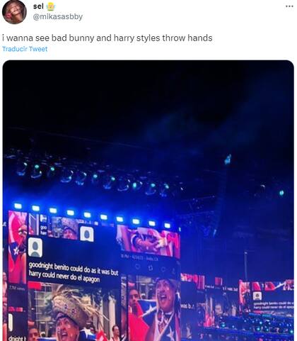 Bad Bunny proyectó un peculiar tuit durante su espectáculo, donde mencionaba a Harry Styles