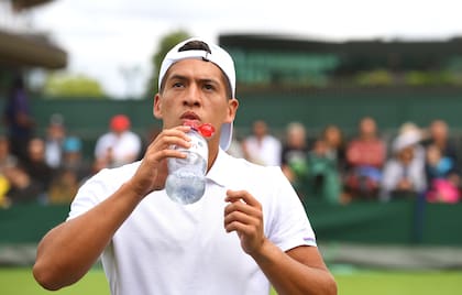 Báez, durante un descanso ante el belga Goffin
