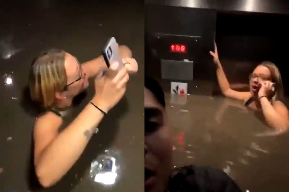 Bajaban en el ascensor y comenzó a inundarse hasta que el agua les llegó al cuello