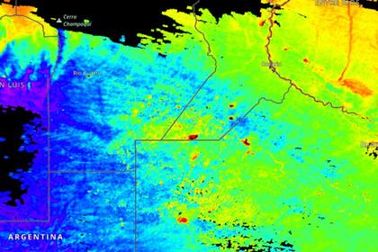 Bajas temperaturas el 30 de marzo pasado. El color azul/violeta indica inferior a 0°C; celeste, 3°C; verde, por encima de encima de 5°C