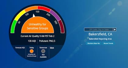Bakersfield es la zona de mayor riesgo ambiental para este 2 de febrero