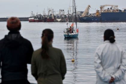 Ballestero llega al puerto de Mar del Plata a bordo de su velero Skua