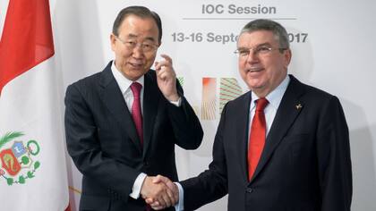 Ban Ki Moon y Thomas Bach, en Lima