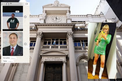 Banco Central de la República Argentina, fachada, con los empleados implicados en la maniobras cambiarias, Romina García y Diego Volvic y Fabián Violante