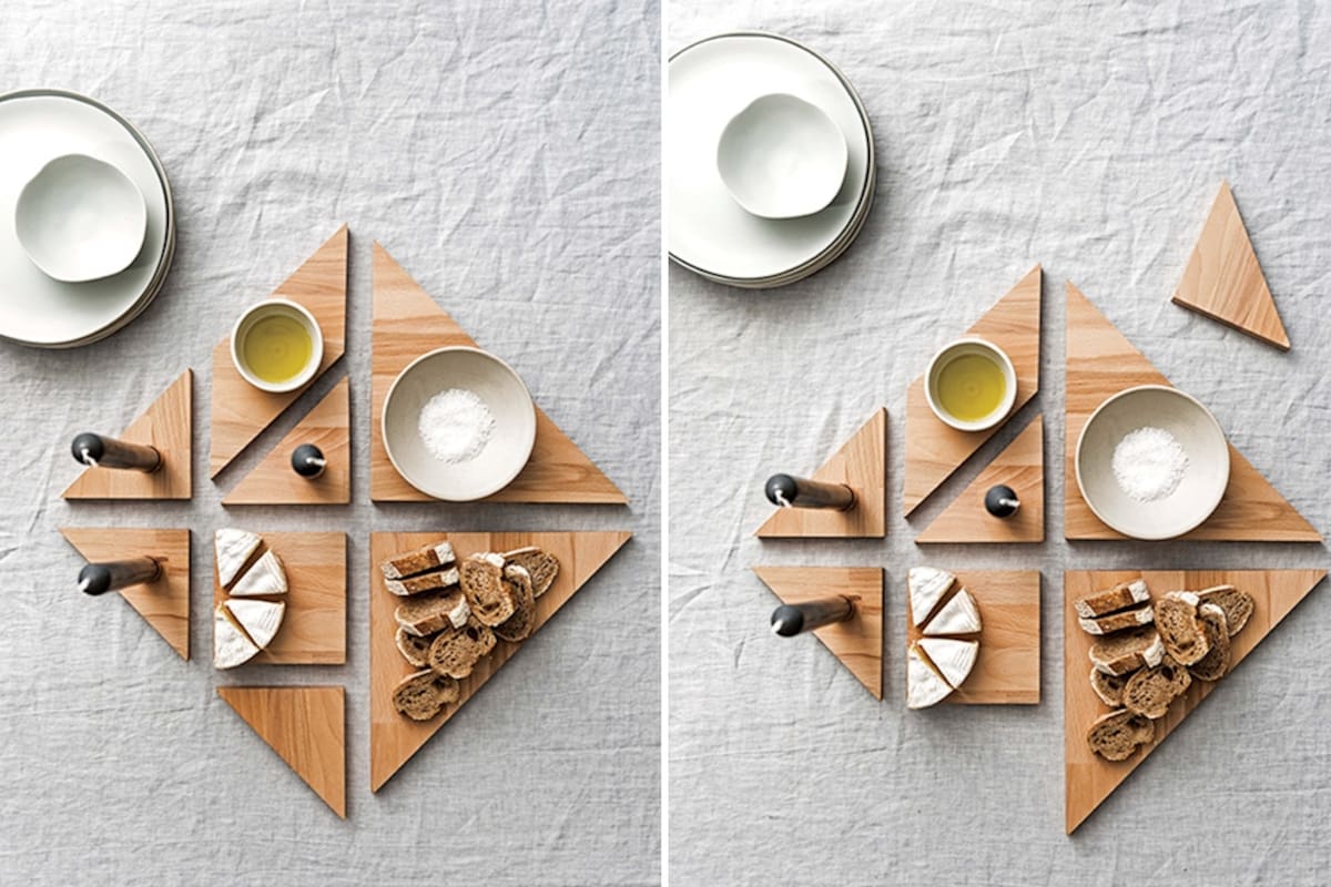 Bandeja hecha con formas de madera