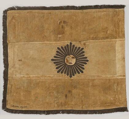 Bandera utilizada en 1841 en la batalla de Caaguazú, bordada por Matilde de Olazábal