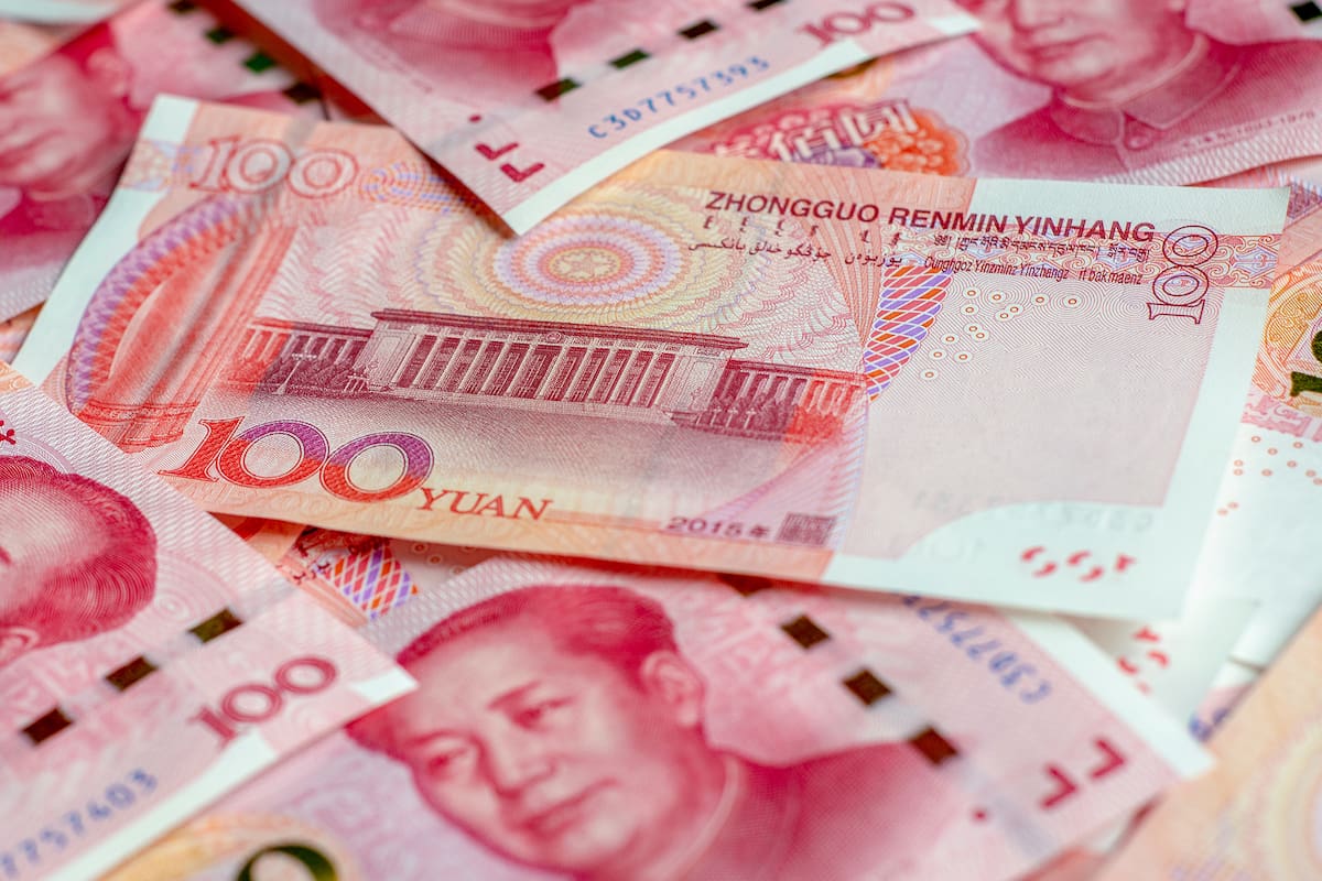 Banknote one hundred yuan. More chinese yuan background.