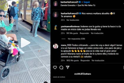 Barby Franco fue criticada por la publicación de un video (Foto Instagram @barbaritafranco21)