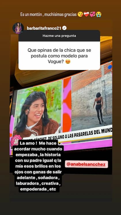 Barby Franco le mostró su apoyo a Anabel