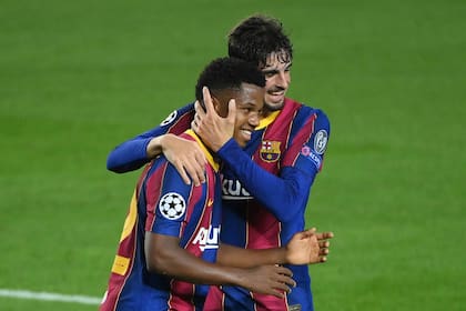 Barcelona frenta al Ferencvarosi TC. gol de Ansu Fati
