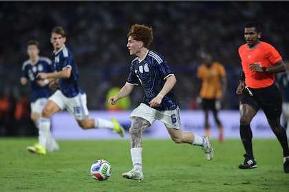 Barco durante el partido amistoso internacional entre Argentina y Zambia en la Bombonera