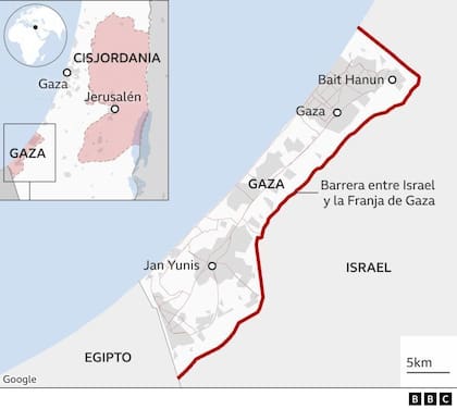 Barrera entre la Franja de Gaza e Israel.