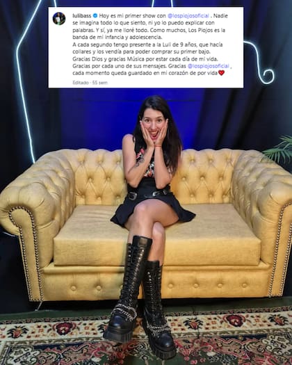 Bass toca el bajo desde niña y el 14 de diciembre de 2024 se subió por primera vez al escenario con Los Piojos en el Estadio Único de La Plata (Foto: Instagram @lulibass)
