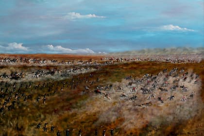 “Batalla de San Carlos”, óleo de Augusto Gómez Romero (2021)