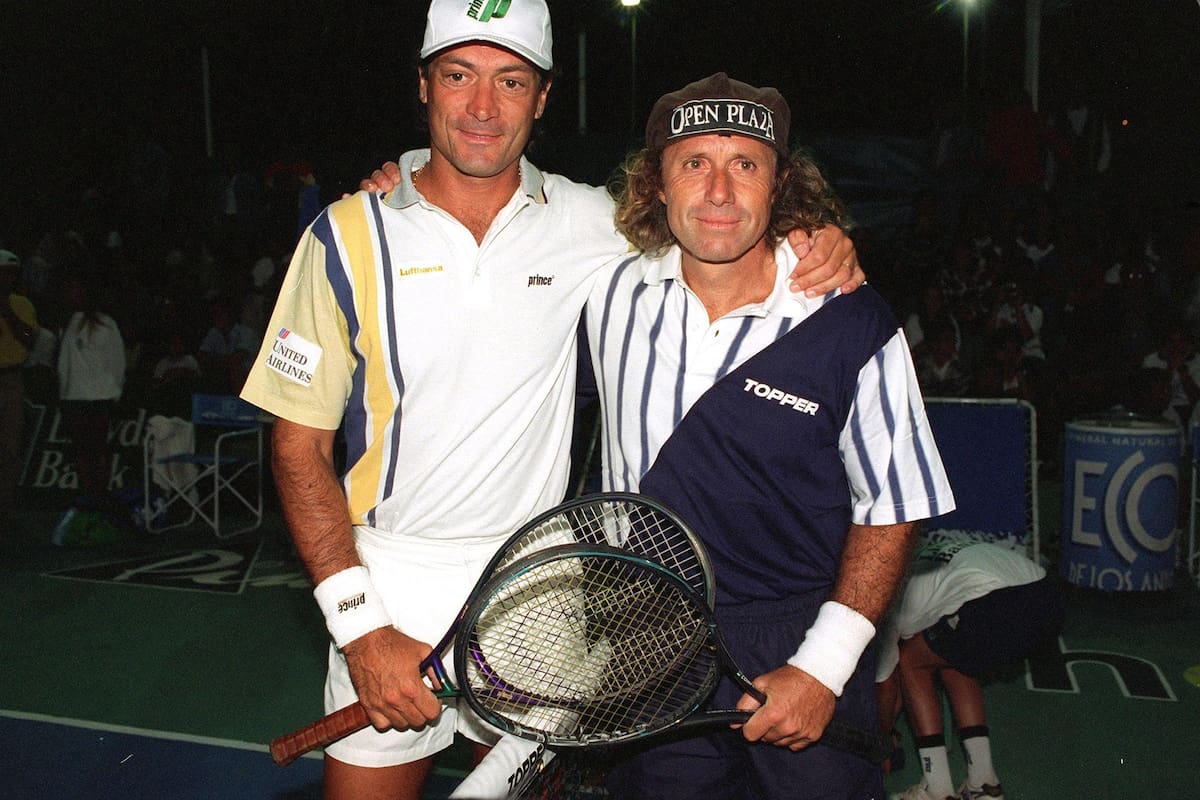 Batata Clerc junto a Guillermo Vilas en Pinamar, ano 97.