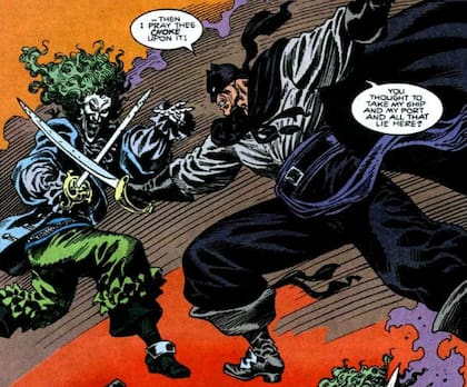 Batman y el Guasón en sus versiones piratas, según la historieta dibujada por Alcatena, y escrita por Chuck Dixon (Foto: Archivo)