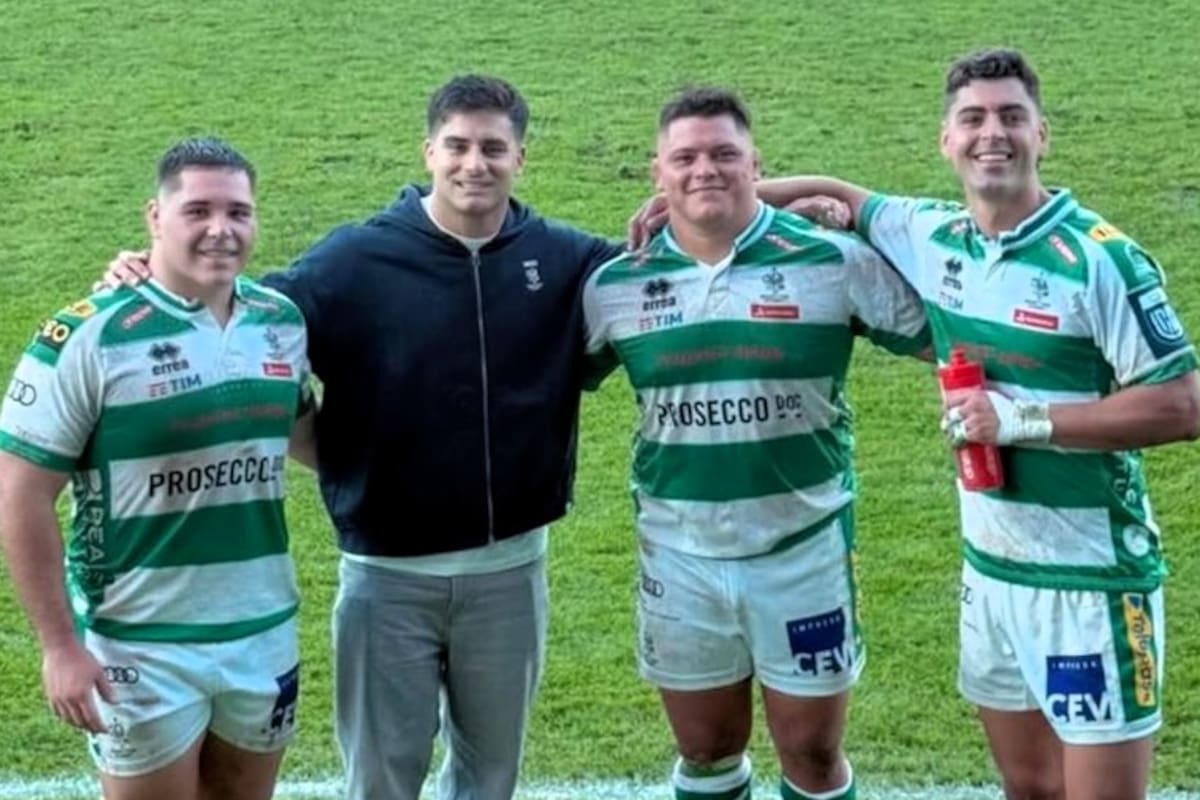 Bautista Bernasconi, Tomás Albornoz, Thomas Gallo e Ignacio Mendy tras el triunfo de Benetton