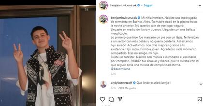Bautista cumplió años y Benjamín Vicuña le dedicó un tierno escrito en su cuenta oficial de Instagram