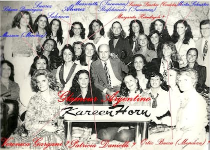 Beatriz Salomón, en 1978, en el concurso Miss Argentina (está arriba en cuarto lugar)