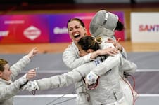 El equipo femenino argentino de sable ganó la medalla de oro... con Belén Pérez Maurice, que está de vuelta