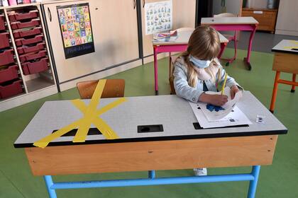 Una alumna en una escuela en Bélgica