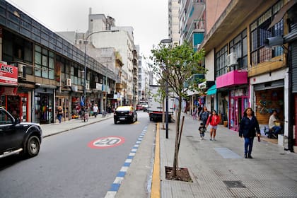 La calle Paso al 100, en Balvanera, con pocos árboles y muy jóvenes