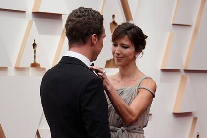 Benedict Cumberbatch y Sophie Hunter en los Oscar, el 27 de marzo, en Los Angeles