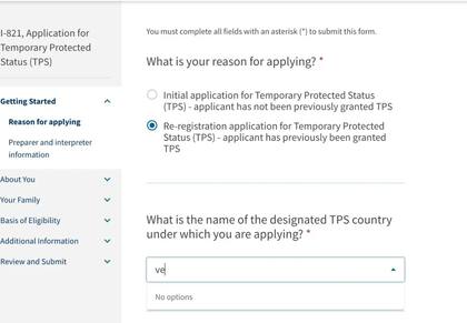 Beneficiarios del programa denunciaron que antes del 10 de septiembre (fecha límite de reinscripción) la opción de registrarse o re-registrarse para venezolanos desapareció del sitio web de Uscis