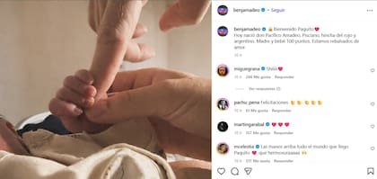 Benjamín Amadeo anunció la llegada de su segundo hijo