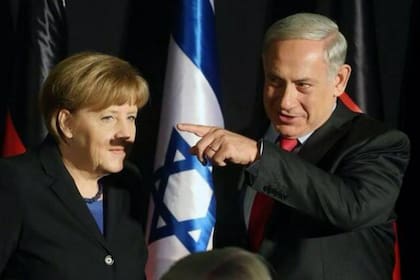 Benjamín Netanyahu crea una sombra incómoda en la cara de Angela Merkel