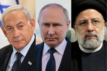 Benjamin Netanyahu, Vladimir Putin y Ibrahim Raisi