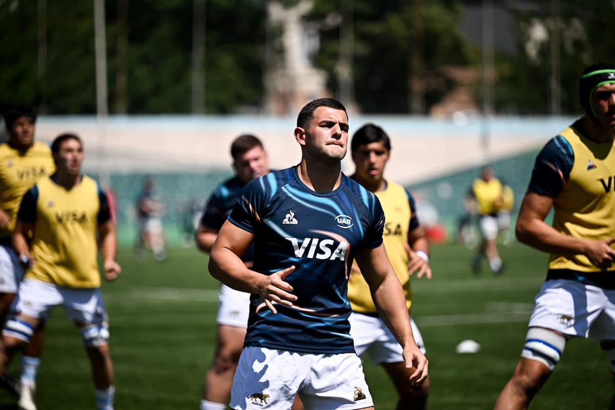 Benjamín Ordiz, como integrante de los Pumitas, en un reciente partido contra Irlanda por el Mundial U20 (Photo by Giorgi Ebanoidze/Gaspafotos)