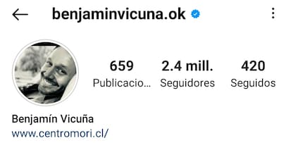 Benjamín Vicuña decidió poner su nombre y apellido personal en Instagram, dejando atrás la anterior denominación