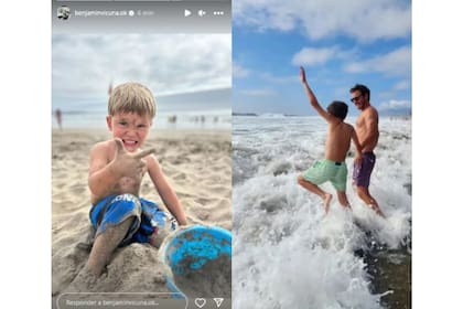 Benjamín y sus hijos se divirtieron en la playa