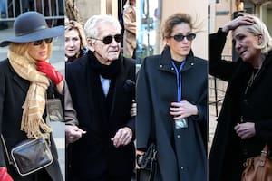 Bernard d'Ormale, cuarto marido de BB, Théa Charrier, nieta de la actriz, y la política Marine Le Pen, entre los asistentes al funeral en Saint Tropez