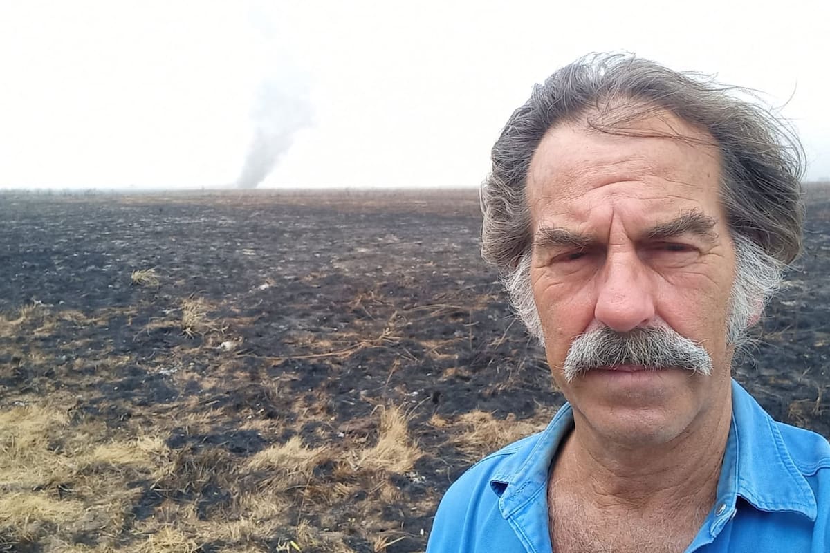 Bernardo Leucke en Estero Malo, Corrientes, donde el fue arrasó el 70% del campo