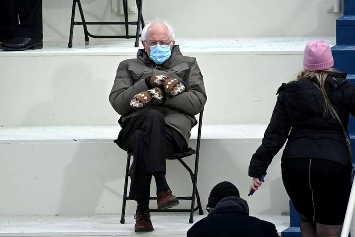 Bernie Sanders durante el acto de asunción de Joe Biden