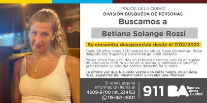 Betiana Rossi lleva siete días desaparecida