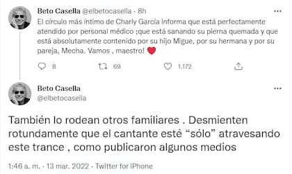 Beto Casella habló sobre la salud de Charly García (Foto: Twitter)