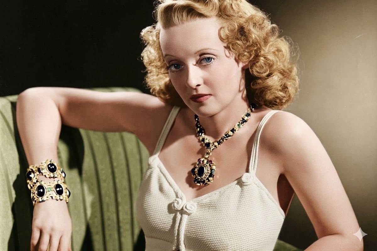 Bette Davis hizo 100 películas y se coronó como una estrella de la época de oro de Hollywood (Foto mejorada con IA)