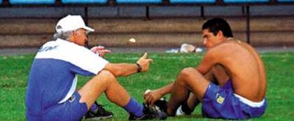 Bianchi y Riquelme mano a mano, en la Bombonera, en aquellos años gloriosos