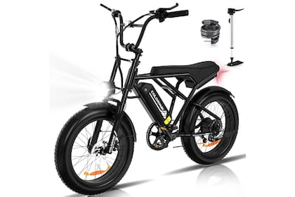 La bicicleta eléctrica se encuentra disponible en tres colores: negro, negro y naranja, y negro y blanco